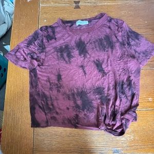 I am selling a maroon and black tie-dye crop top